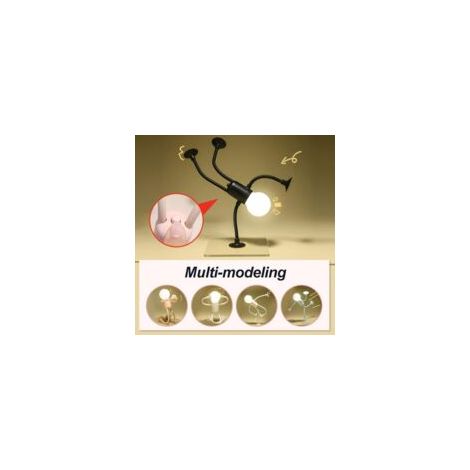 Veilleuse De Sport Drôle De Forme Variable, Veilleuses De Forme Diy,Ampoule Mignonne For La Maison, Lampe De Bureau Pliable à Ventouse, Ornements De Décompression. (Blanc) (1/4)