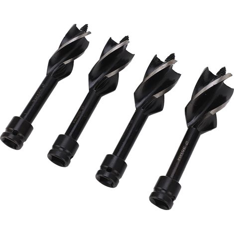 Forets à bois à 4 goujures, queue hexagonale amovible, jeu de mèches à bois perforantes efficaces, lot de 4 (1/5)