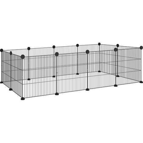 Valla para animales, 12 paneles modulares, fácil montaje, negra, 140x70x35 cm (1/2)