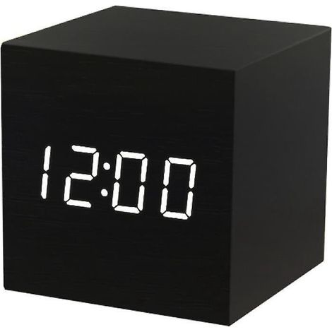 1 Rveil En Bois - Horloge Digitale Led Mini Avec Affichage De L'heure De La Temprature, Luminosit 3 Niveaux Et Contrle Vocal Idal Pour Les Voyage (1/5)