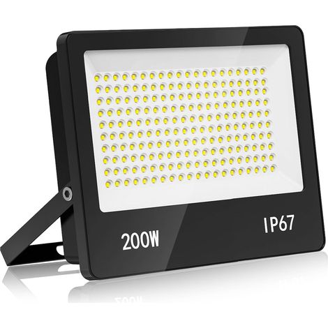 Projecteur LED Extérieur 200W, 20000LM Puissant, 6500K Blanc Froid, IP67 Imperméable, Eclairage Sécurité Pour Jardin, Patio, Garage, Terrasse, Entrepôt