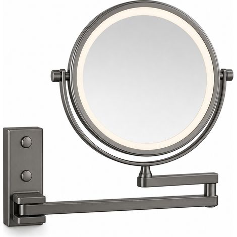 LED Wall-Mounted Magnifying Folding Makeup Mirror Grey 15 cm (1/5)