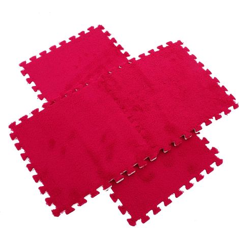 Tapis de Sol Moelleux Eva 4 Pièces 30x30x1cm Rouge (1/5)
