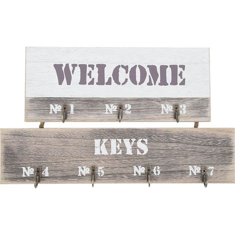 Organisateur mural Bois premium Galvanisé 23,5x17cm Blanc Vert Porte-clés robuste design rustique (1/5)