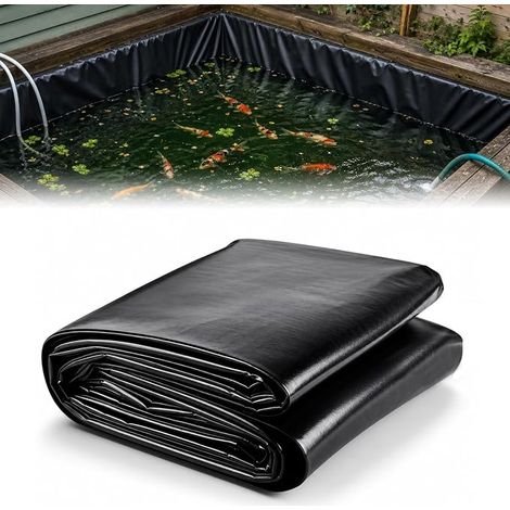 Film de bassin noir en polyéthylène haute densité 0,2 mm d'épaisseur Bâche robuste pour bassin à poissons fontaines jardin aquatique et cascade Résistant aux UV et aux intempéries noir 3 x 4 (1/5)