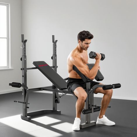 Banc sport multifonction Noir réglable support barre extension jambe rangée basse curl bras