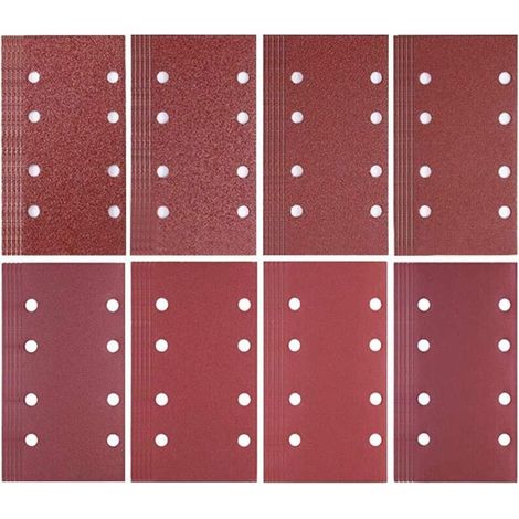Packung mit 80 Blatt Schleifpapier, 93 x 185 mm, 8 Löcher, Körnung 40/60/80/120/180/240/320/400, für Bosch-Schleifmaschinen (1/4)