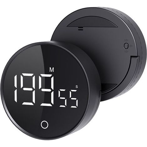 Minuteur Cuisine - Minuteur Numerique - Compte A Rebours - Rechargeable - 7 8 Cm - Noir (1/5)
