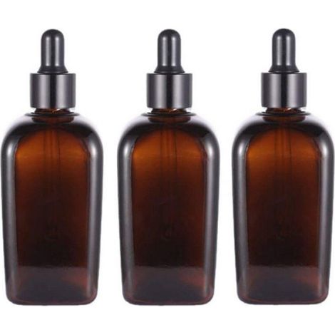 Lot de 3 flacons compte-gouttes en verre ambré de 100 ml (3,5 oz) - Flacons vides pour teinture avec compte-gouttes en verre - (1/5)
