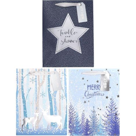 Sacchetto regalo natalizio 18x23x10cm mix strigo