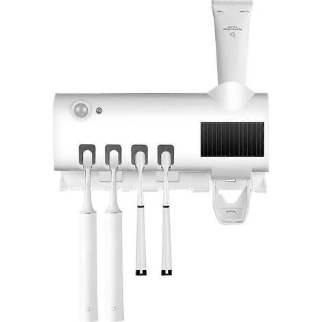 Sterilizzatore per spazzolini con sterilizzazione UV, supporto e dispenser automatico di dentifricio a induzione senza fori. (1/5)