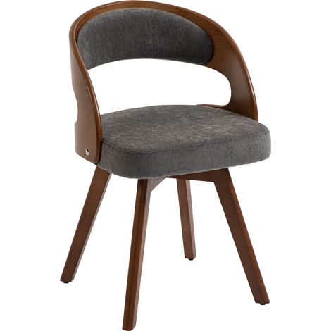 Set di 2 sedie da sala da pranzo girevoli 360° in lino grigio con struttura in legno di faggio (1/5)