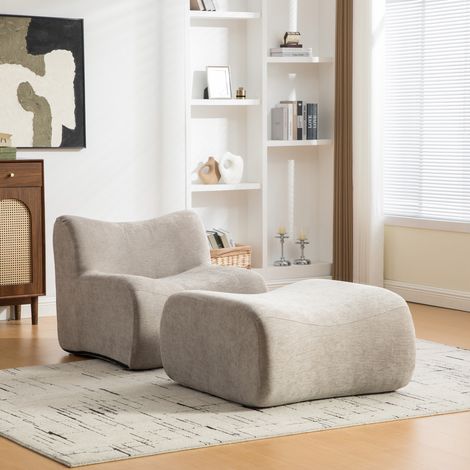 Sofá modular de compresión de tela chenille, relleno con espuma de alta elasticidad 30D. Fácil de mover y con base antideslizante, ideal para salas de estar y otros espacios. Gris (1/5)