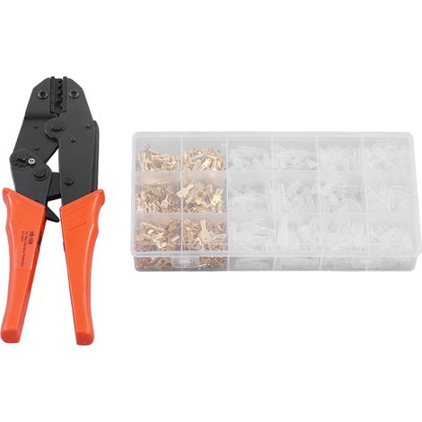 Kit d'outil de sertissage de fils à cliquet (comprend 300 cosses à fourche, adaptées aux diamètres de fil de 0,5 à 10 mm²) (1/5)