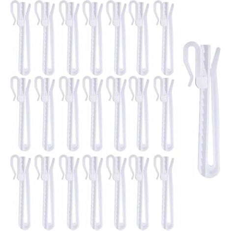 80 crochets à plisser pour rideaux, système à cliquet en plastique réglable pour rideaux, portes, rideaux de douche (85 mm) (1/5)