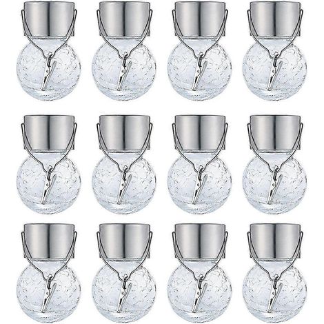 Lot de 12 guirlandes solaires suspendues d'extérieur en verre craquelé, étanches, à LED, décoratives, pour arbres, alimentées par l'énergie solaire