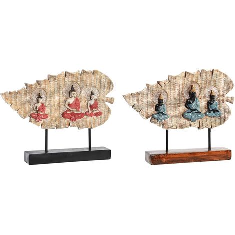 Dekofigur dkd home decor 38 x 6 x 29,5 cm rot orientalisch grün buddha (2 Stück) (1/3)