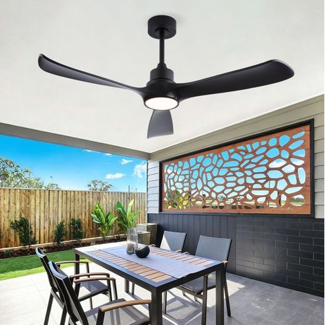 Ventilador de techo negro de ABS de 132 cm, fácil de montar, con luz para dormitorio FloraGrace (1/5)