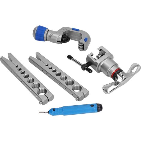 Rohrbördelwerkzeug in 7 Größen, Exzenterkegel für Rohre von 3/16 bis 3/4 Zoll, Stahl, für Automobil- und Sanitäranwendungen, Rohrformset (1/5)