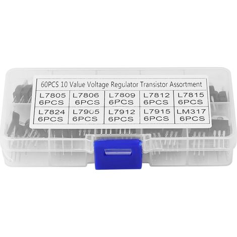 Kit de 60 transistors L7805CV LM317t (10 valeurs différentes) avec boîte de rangement