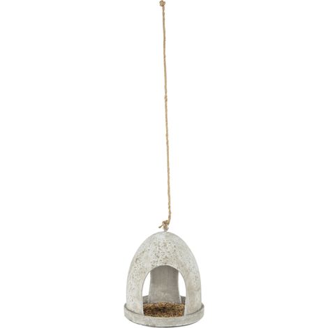 Mangeoire à oiseaux ronde en résine vieillie - D 19 cm x H 21,9 cm - Livraison gratuite