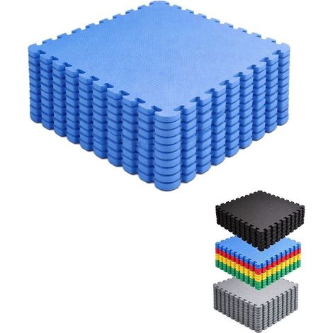 JARDIN202 - Esterilla Puzzle para Suelos de Gimnasio y Fitness Protección de Goma 60x60 cm Colchoneta Antideslizante 44 Piezas - 15,84 m² (Azul)