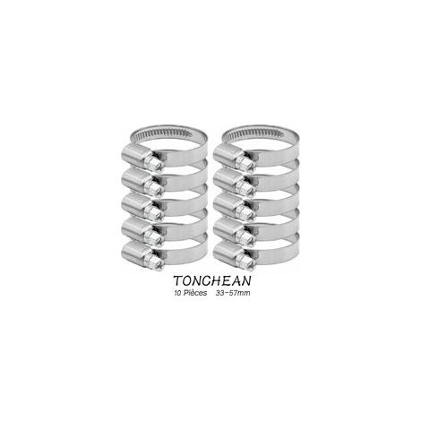 Collier de Serrage Tuyau Réglable 33-57mm Gamme en Acier Inoxydable 304 Assortiment Tuyau Pinces Clips pour Famille Tuyau D\'eau, Home Gaz, Tube D\'automobiles, Robinet 10 Pièces (12mm) (1/5)