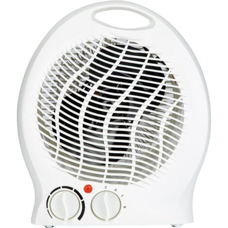 Chauffage électrique par Ventilateur 2000W Chauffage par radiateur 2X étages de Chauffage (1000/2000W)   Ventilateur d'étage Froid  arrêt Automatique en Cas de Renversement  - 1article Blanc