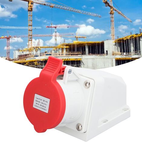 IP44 wasserdichte und staubdichte Aufputz-Industriesteckdose, 4-poliger 32A Industriestecker, 3P+E, 380-415V. (1/5)