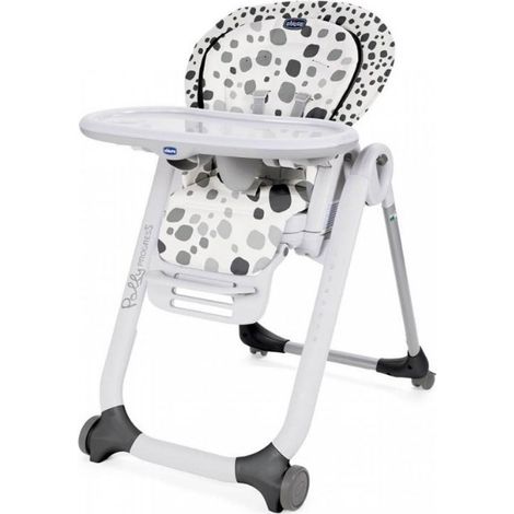 Chicco Polly Progres5 Seggiolone Pappa Regolabile per Bambini 0 Mesi, 3 Anni (15 kg), Trasformabile in Rialzo Sedia Bambini, Reclinabile a Sdraietta, con 4 Ruote e Chiusura Compatta, Anthracite (1/4)