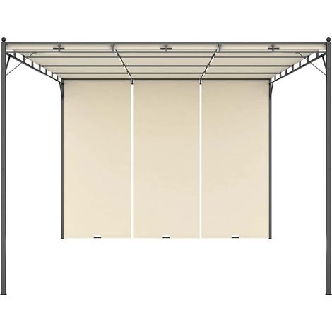 Gazebo da Giardino con Tenda da Sole  Tenda Laterale 4x3x2,25 m Crema (1/3)