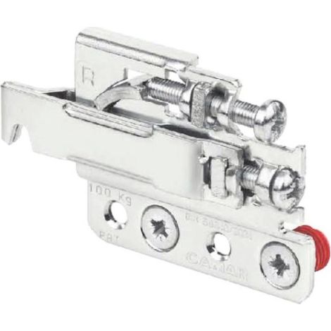 Suspension pour meubles hauts tout acier – Charge admissible 100 kg – Réglage vertical 22 mm – Installation simple avec 2 perçages – Camar (1/2)