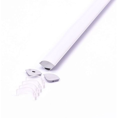 V-TAC Aluminiumprofil mit abgerundeten Ecken, silberner LED-Streifen (max. 20 mm), Satin, 2000 x 30 mm
