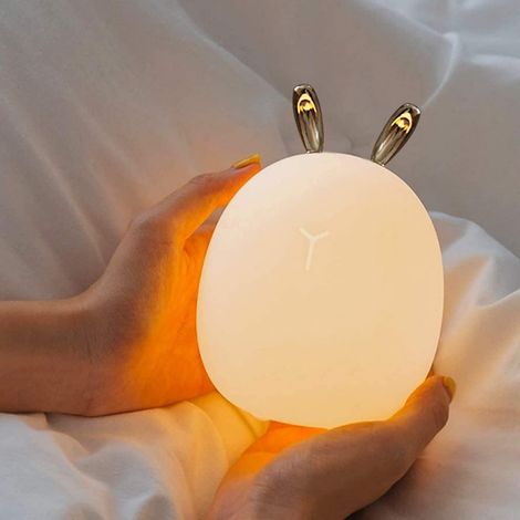 Filiyano – lampe de chevet pour – Veilleuse adorable pour enfants, oreilles de lapin, veilleuse LED portable pour bébé, rechargeable par USB, lumière (1/5)
