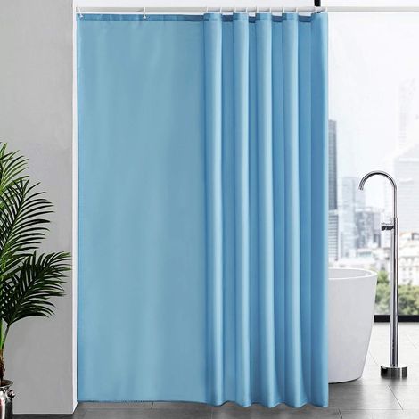 Duschvorhang Überlänge 200x240cm, Textil, Anti-Schimmel, Waschbar, Hellblau (1/5)