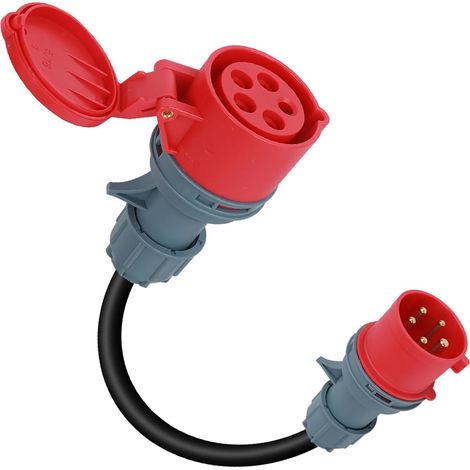 1 Adaptateur CEE 32A vers 63A, Câble Caoutchouc 5x6mm², IP44, Usage Industriel