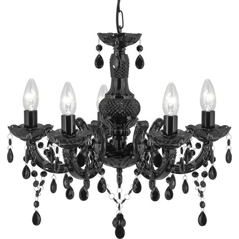 Lampadario Classico Marie Therese Vetro Nero Policarbonato 5 Luci E14 (1/5)