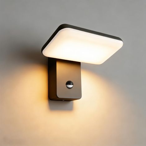 Applique Murale Exterieur LED avec Détecteur de Mouvement,3000K-6500K  Lampe Murale Intérieur/Extérieur avec Pivotant à 360°, Éclairage Mural IP65 Étanche, pour Terrasse Entrée Jardin,Anthracite (1/5)
