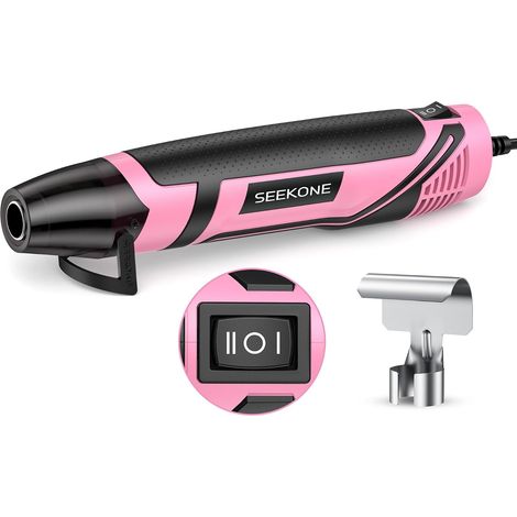 Mini Decapeur Thermique 2-Temp 260℃/450℃, Pistolet Thermique Buses (Rose) 350W Pistolet à Air Chaud Portatif avec Protection de Surcharge, Support Pliable, pour Emballage Rétractable, Bricolage (1/5)