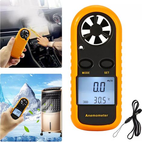 Mini anémomètre rétroéclairé, anémomètre de débit d'air portable, thermomètre pour planche à voile, cerf-volant et pêche au surf (1/4)