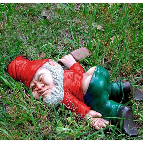 1 pièce Nain de Jardin ivre, statue décorative en résine robuste, figurine jardin humoristique, idéale pour extérieur et terrasse