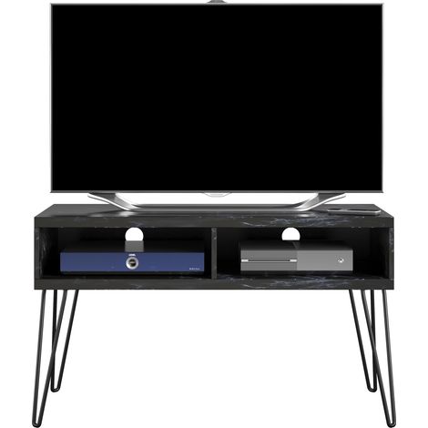 Athena Meuble TV avec 2 compartiments en effet marbre noir (1/5)