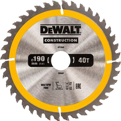 Dewalt – Lame de scie circulaire 190mm – Alésage 30mm – Carbure pour bois dur et matériaux composites – 24 dents pour coupes nettes (1/5)