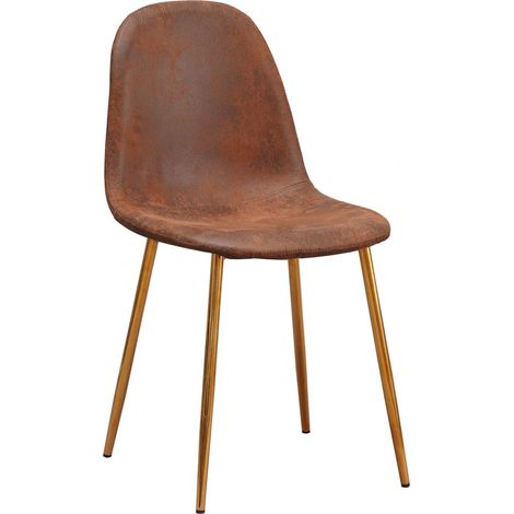 Sillas Comedor - Silla Golden Teok Polipiel Marrón Vintage