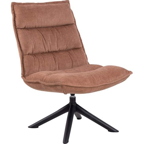 Fauteuil lounge pivotant 70x80x98 cm en tissu vieux rose et noir (1/5)