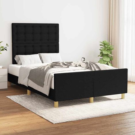 Cadre de lit avec tête de lit 120 x 200 cm en tissu noir, sans matelas, hauteur réglable, 33.05kg - PANGIVO (1/5)