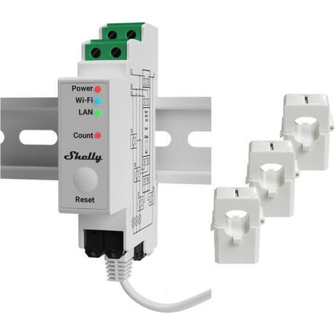 Home Shelly Relais Pro 3EM WLAN Stromzähler 3x 120A Inkl. 3 Klemmen Messfunktion