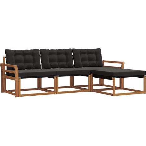 vidaXL Ensemble de canapés d'extérieur 4 pc Naturel et noir (1/5)