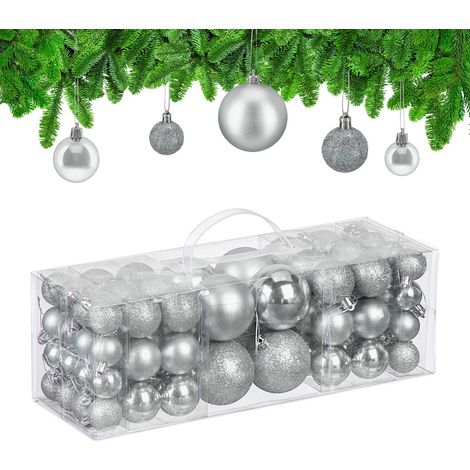 Set di palline per albero di Natale, 76 pezzi - Opache, Lucide, Glitterate