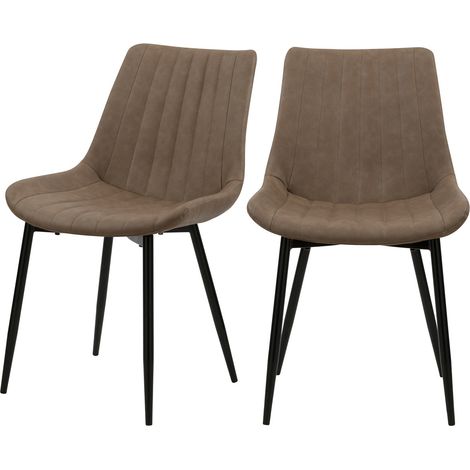Set de 2 sillas de piel sintética gris pardo y metal negro - Killi